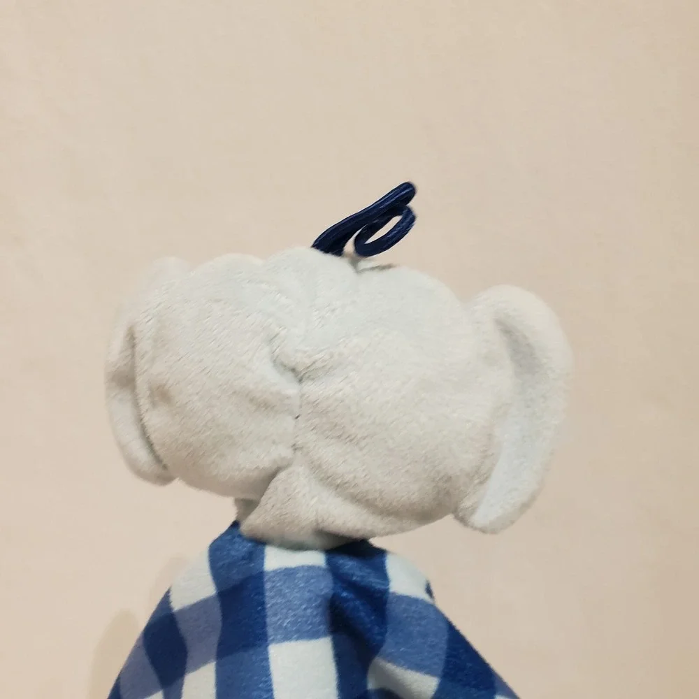 Booginhead Blue Checkered Elephant Lovey Teether Knotted